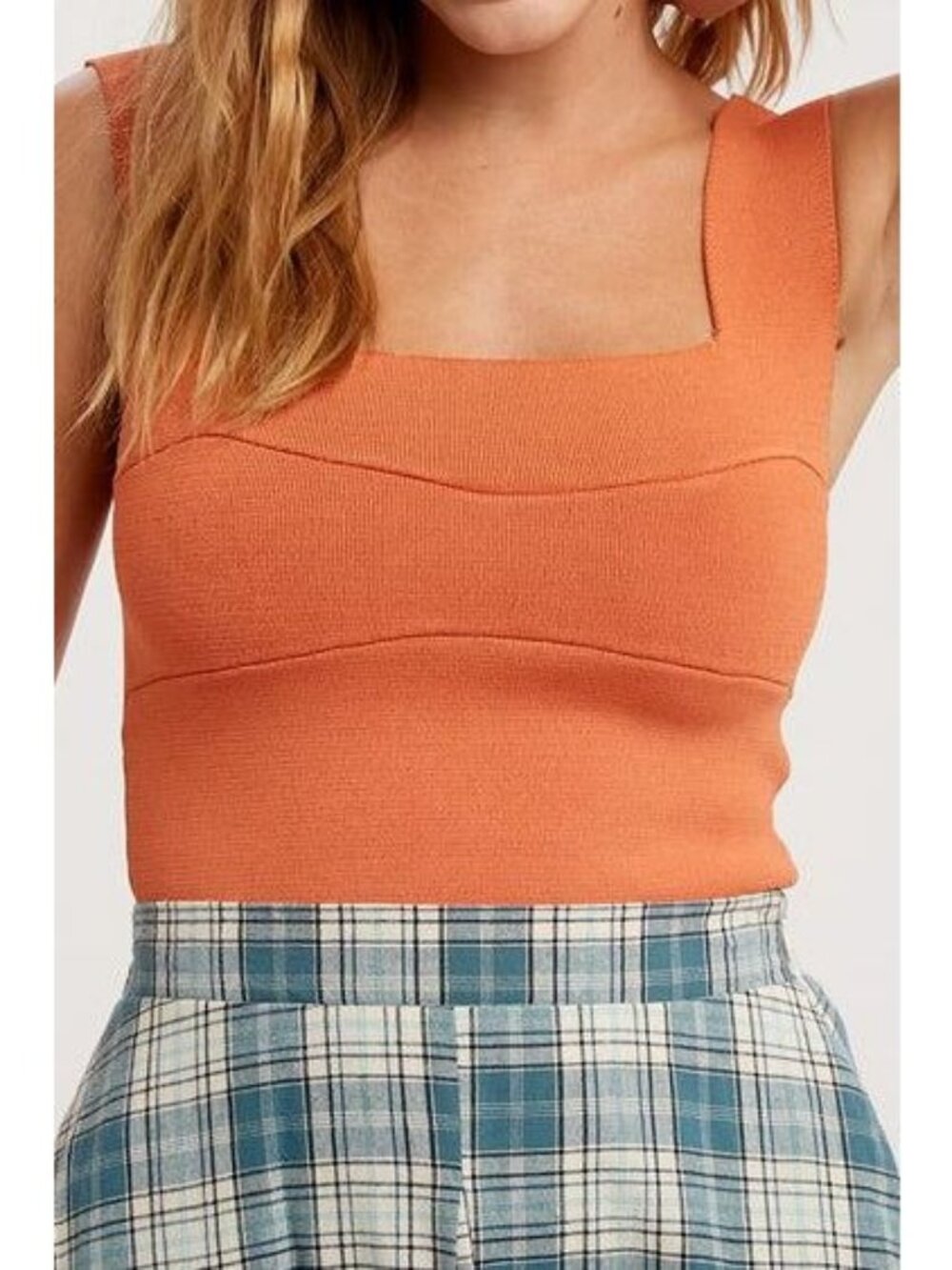 Listicle Level Up Brami Large Sleeveless Square Neck Cropped Top Sunset Orange